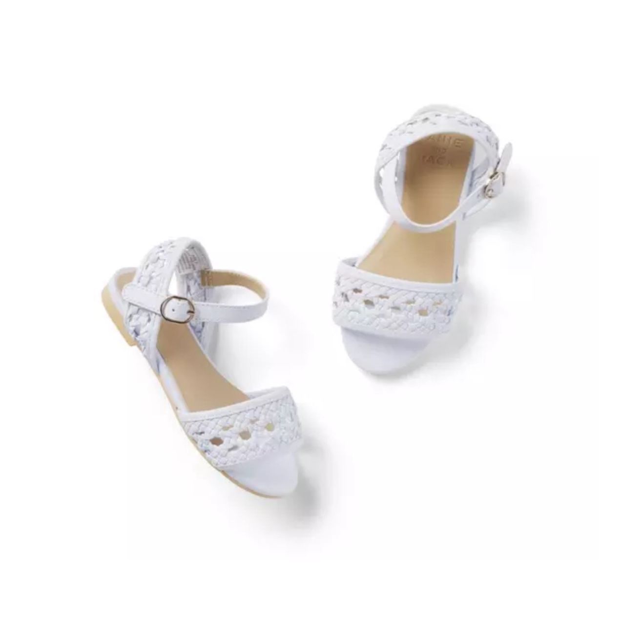 Janie And Jack Basketweave Sandal In White Size 4